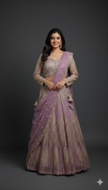 Mauve Embroidered Lehenga Set with Designer Blouse & Dupatta – By UMA SUTRA