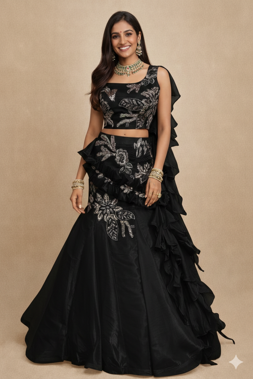 UMA SUTRA | The "Lunar & Shadow" Indo-Western Ensemble boack