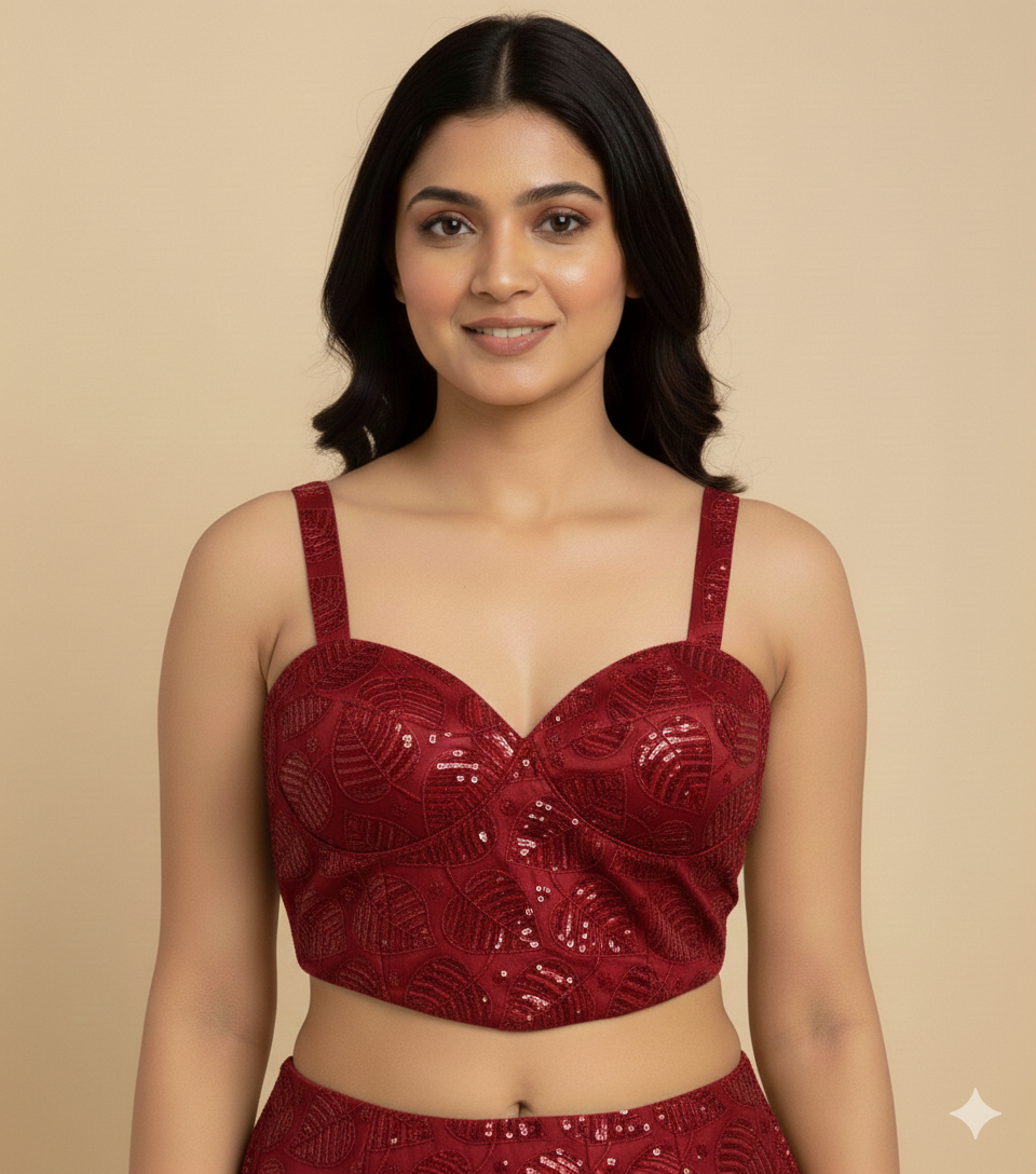 UMA SUTRA Designer Corset Blouse with Cut Dana Handwork