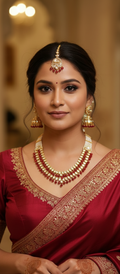 UMA SUTRA Royal Ruby Pearl Bridal Jewellery Set