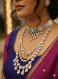 UMA SUTRA Luxury Layered Stone Necklace Set (Choker + Long Haar + Earrings)