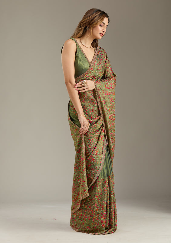 Tissue fabric kashmiri saree uma sutra 
