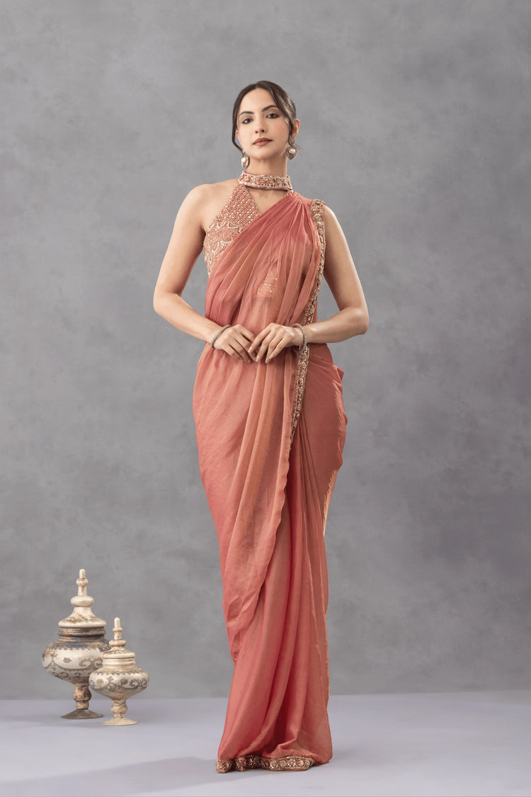 Halter Neck Pre-Stitched Saree uma sutra 