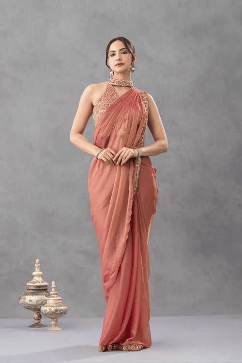 Halter Neck Pre-Stitched Saree uma sutra 