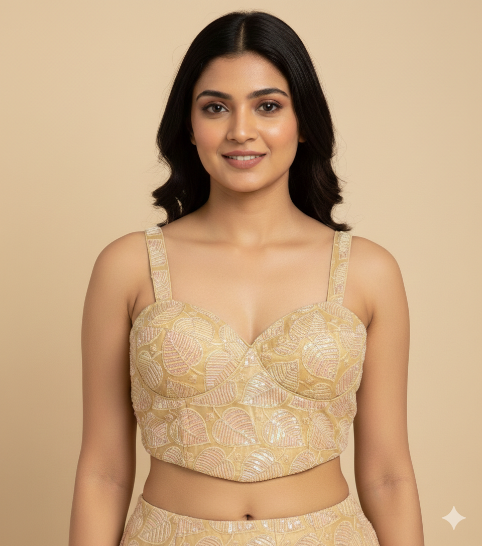 UMA SUTRA Designer Corset Blouse with Cut Dana Handwork