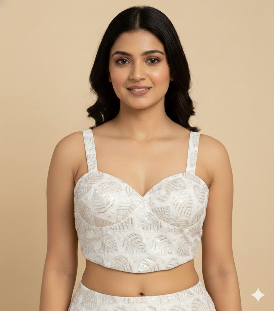 UMA SUTRA Designer Corset Blouse with Cut Dana Handwork