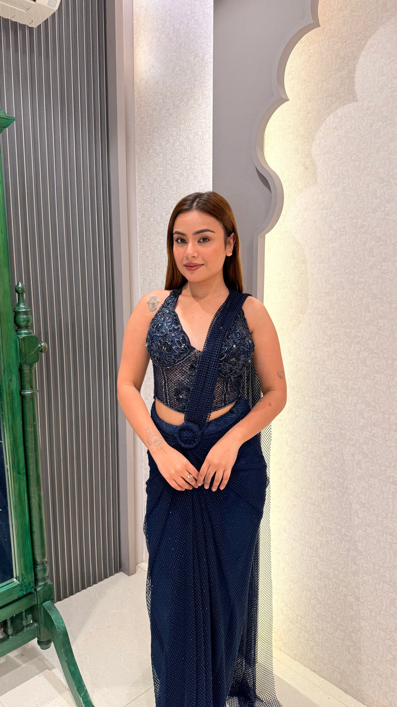 Imported corset blouse drape saree by UMA SUTRA 