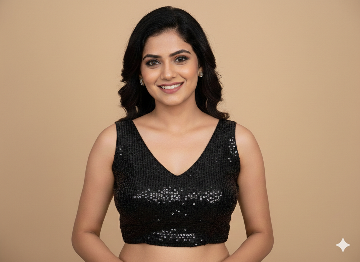 UMA SUTRA Sequin Work Designer Blouse  black 