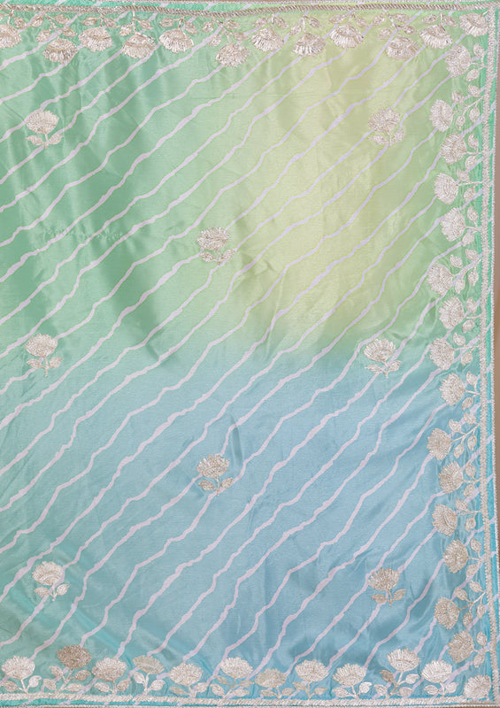 Uma Sutra semi crape gotapatti work saree open view