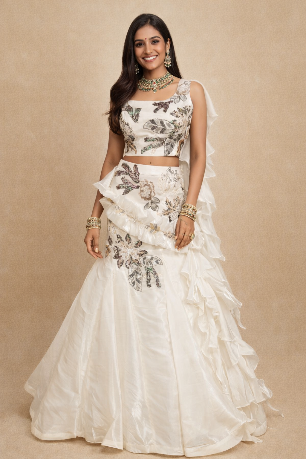 UMA SUTRA | The "Lunar & Shadow" Indo-Western Ensemblebwhite shade