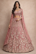 Embroidered Bridal Lehenga Set with Handcrafted Blouse Detailing