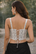 UMA SUTRA Mirror Handwork Corset Blouse back view 