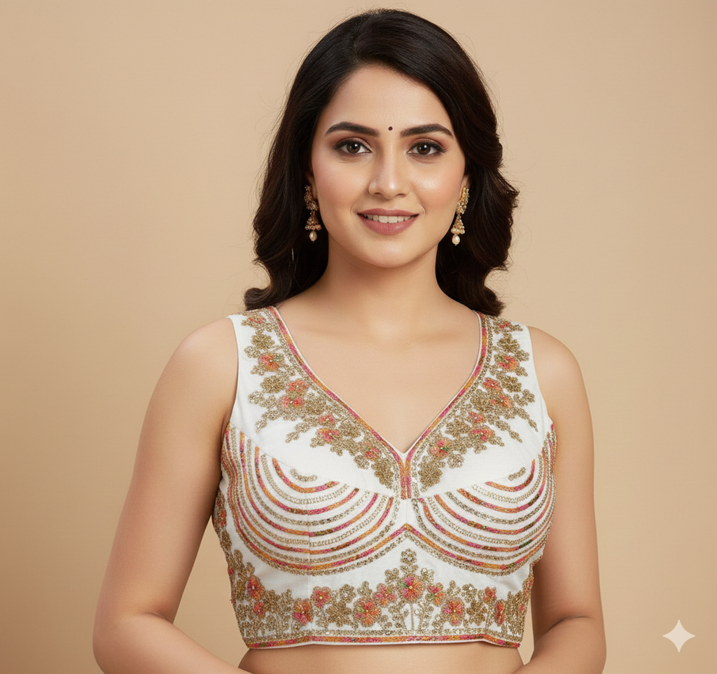 Blouse by UMA SUTRA white colour 