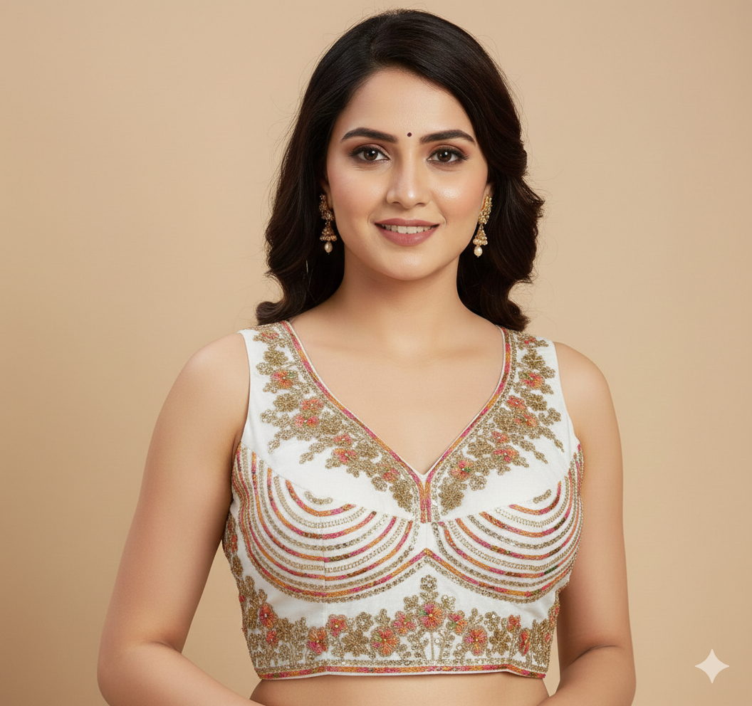 Blouse by UMA SUTRA white colour 