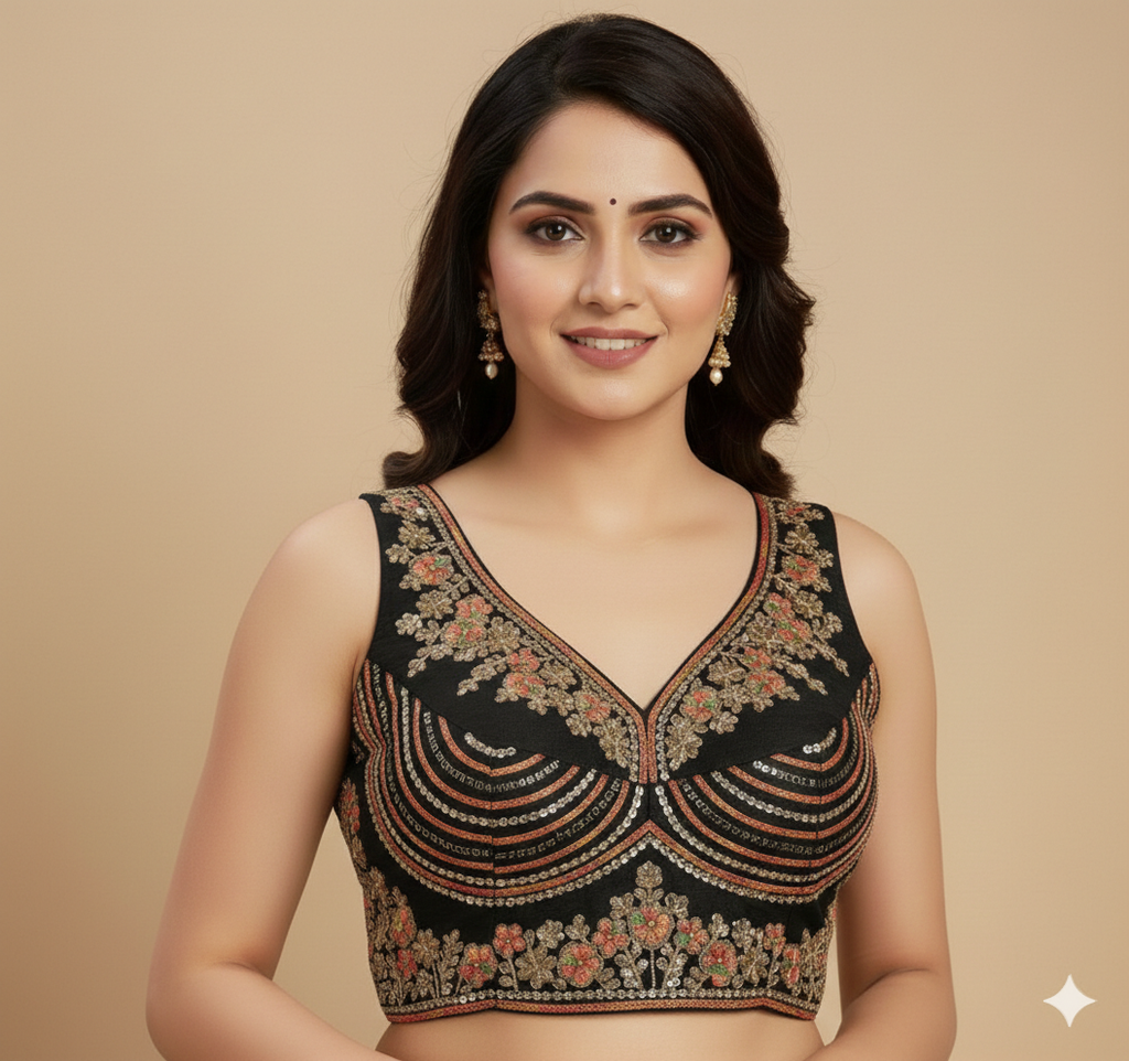 Blouse by UMA SUTRA white colour black colour 