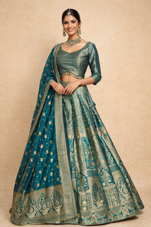 Banarasi Silk Lehenga Choli with Zari Brocade
