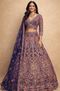 Bridal Navy Blue Heavy Embroidered Lehenga Set with Dupatta – UMA SUTRA