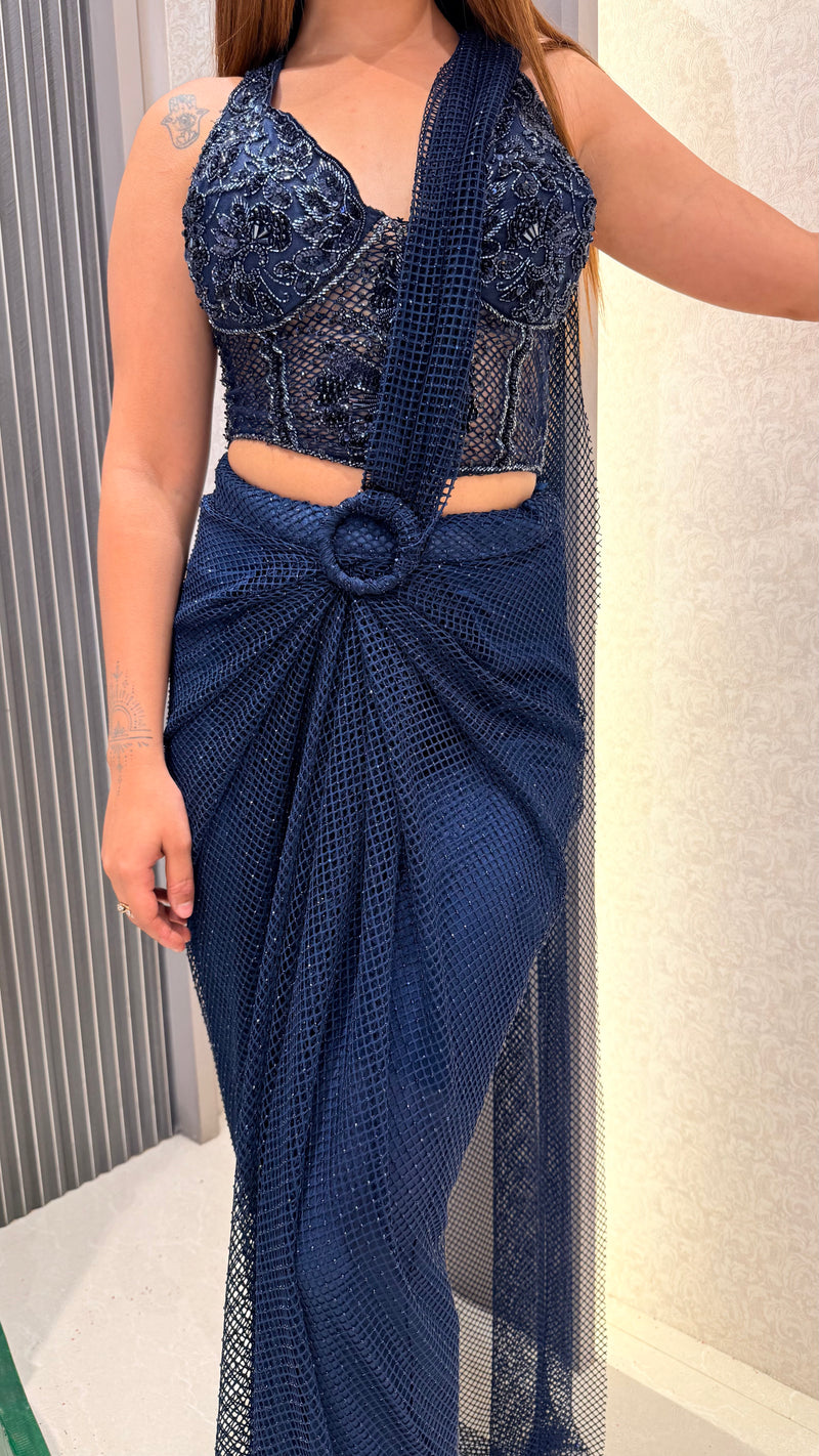 Imported corset blouse drape saree by UMA SUTRA 