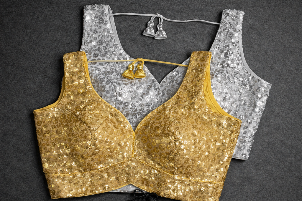 UMA SUTRA Designer Embellished Blouse close-up view 