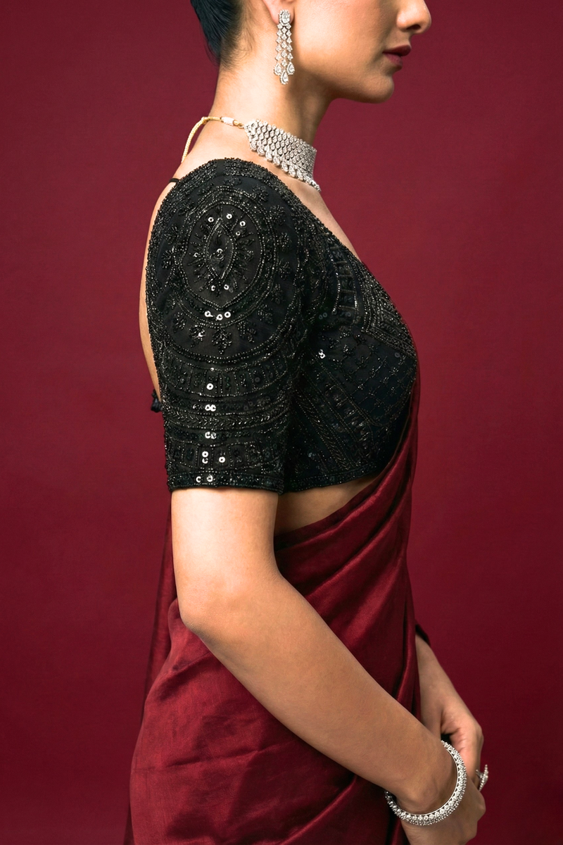 UMA SUTRA Black Sabya-Inspired Cut-Dana Blouse – Regal Luxury Edit