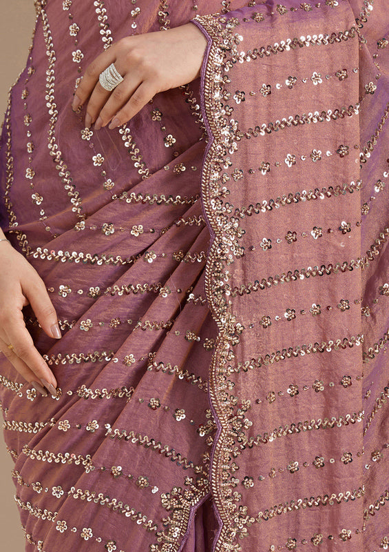 Uma Sutra cutdana work tissue saree closeup 