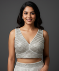 UMA SUTRA Silver Cut Dana Work Designer Blouse