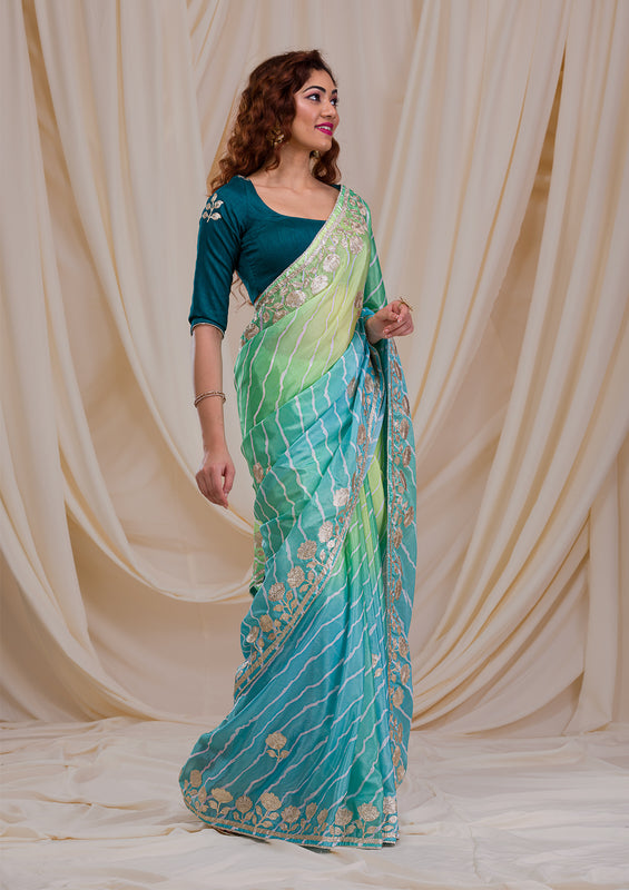 UMA SUTRA Semi Crepe Saree with Gota Patti Work