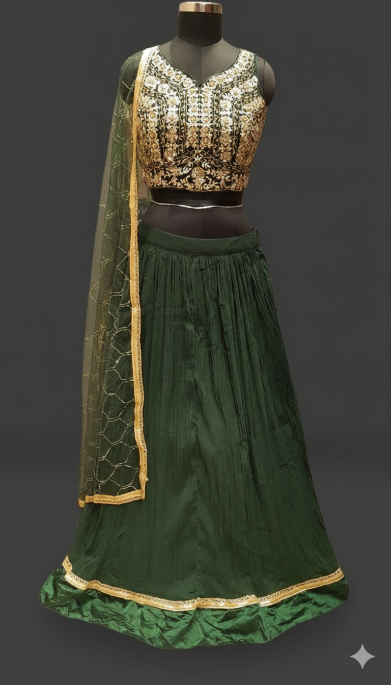 UMA SUTRA Emerald Elegance Embroidered Lehenga Set