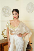 UMA SUTRA Golden Dual Tone Drape Saree