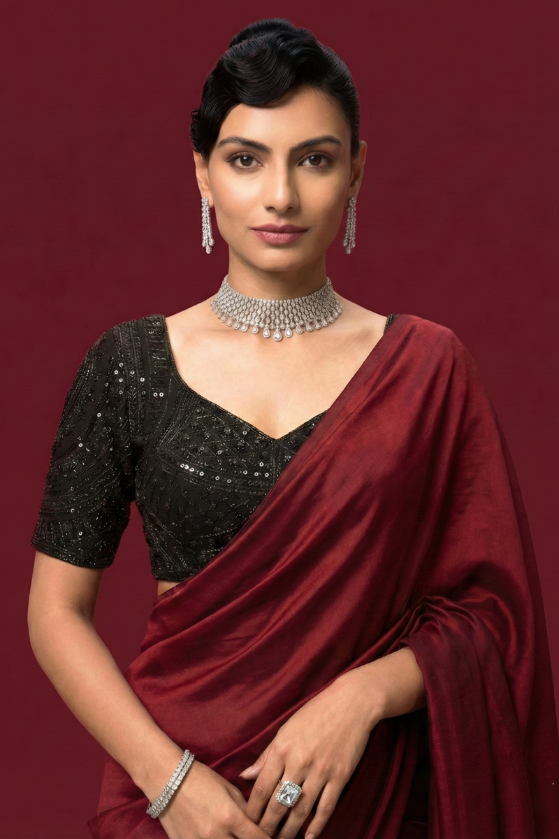 UMA SUTRA Black Sabya-Inspired Cut-Dana Blouse – front view 