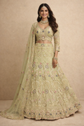 UMA SUTRA Designer Embroidered Lehenga Choli Set – Pastel Green Bridal Wear 