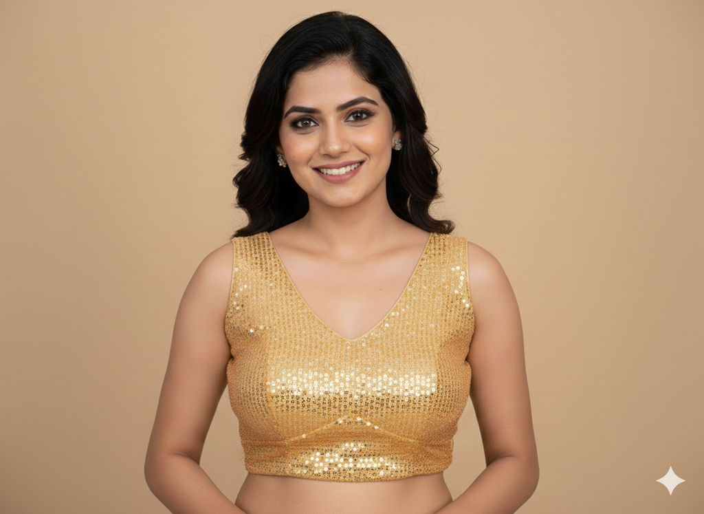 UMA SUTRA Sequin Work Designer Blouse golden 