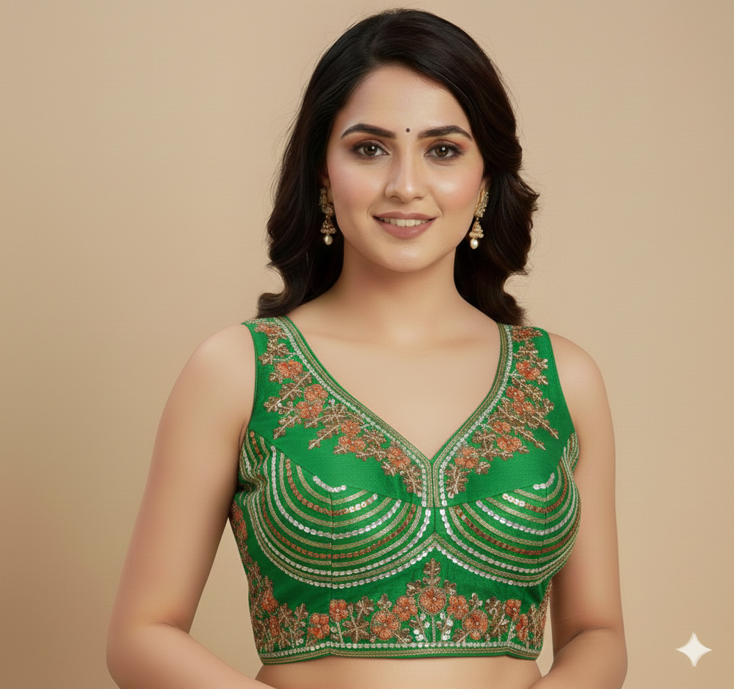 Blouse by UMA SUTRA green colour 