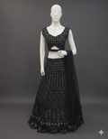UMA SUTRA Midnight Noir Embroidered Lehenga Set