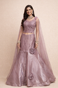 UMA SUTRA Dusty Mauve Indo-Western Embellished Lehenga Set