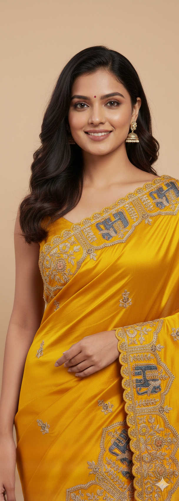 UMA SUTRA Fancy Saree with Elephant Border Work & Contrast Blouse – Designer Festive Collection