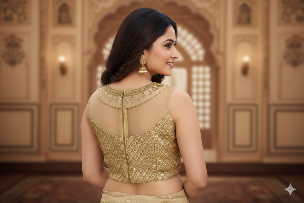 Designer golden blouse uma sutra 