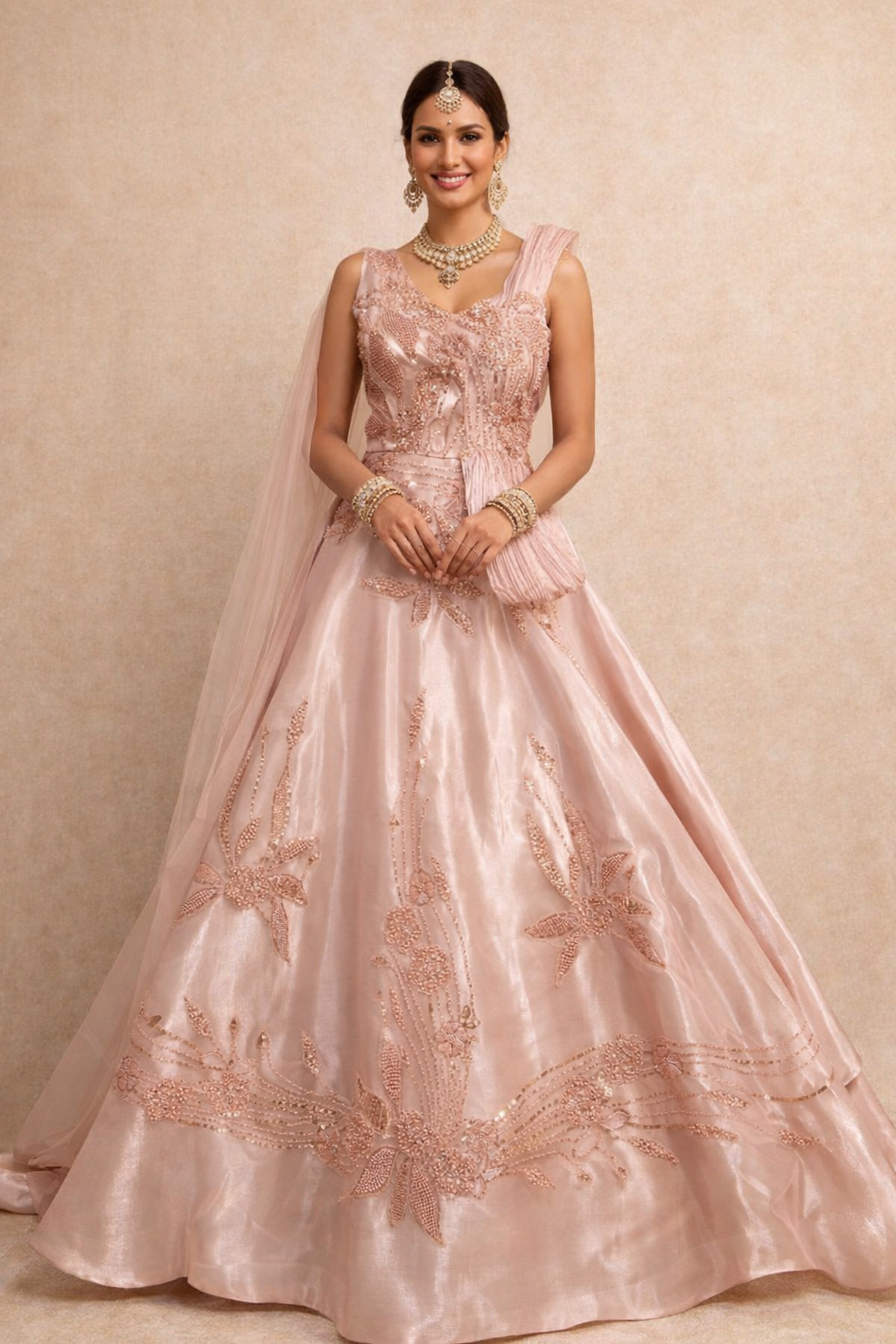 Pink Ethereal Hand-Embroidered gown | UMA SUTRA