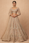 Imperial Champagne Hand-Embroidered Bridal Lehenga by UMA SUTRA 